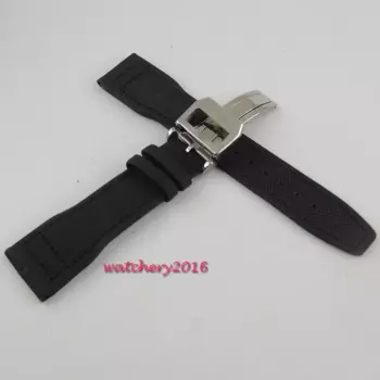 22 мм черный тканевый кожаный ремешок с застежкой для часов