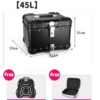 22л/35л/45л круглый угол водостойкий мотоцикл алюминиевый верх задний багаж универсальный хвостовой ящик багажник чехол для хранения шлема инструмент для замка