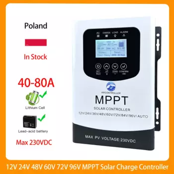 230VDC 12V 24V 36V 48V 60V 72V 96V 80A60A40A MPPT Solar Charge Controller PV Charging Regulator For Lifepo4 Lithium GEL Battery