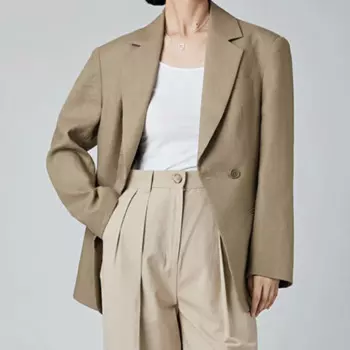 23 осенний простой темпераментный текстурный льняной костюм с длинным рукавом пальто женский Универсальный женский костюм