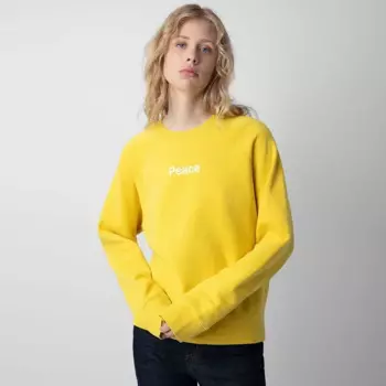 23-ранняя осень, новый французский нишевый классический свитер ZV с вращающимися рукавами и буквами, желтый женский свитер с круглым вырезом и принтом букв