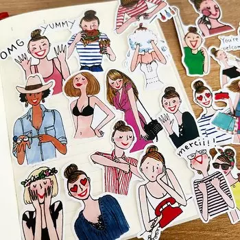 23 шт. стикеры BLINGIRD с рисунком девушки