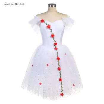 24049, новые балетные костюмы для девочек и женщин, балерина с открытыми плечами, белый спандекс, балетные пачки, романтические костюмы балерины