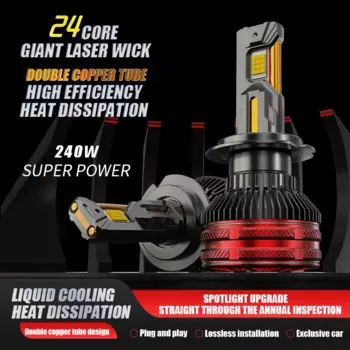 240W H4 H7 светодиодный Canbus H11 H1 H3 9005 HB3 9006 HB4 H8 H9 9012 4 лампы в медной трубке