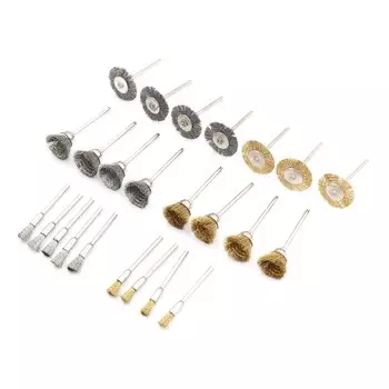 24 шт, латунная щетка, стальная проволока, колеса, щетки для дрели, вращающиеся инструменты Dremel, Набор щеток для удаления ржавчины металла