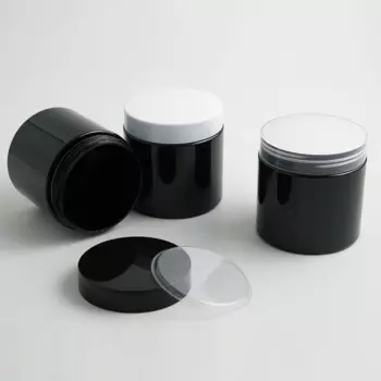 24 шт./лот 200 г пустая пластиковая банка для крема с крышками винтовой оловянный косметический контейнер 200 мл черная коробка для хранения