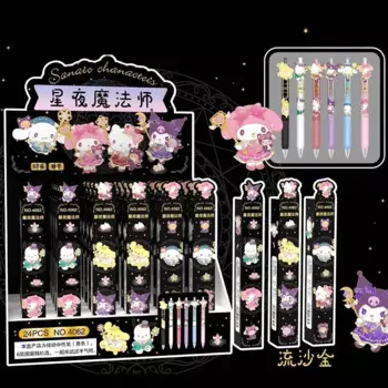 24 шт./лот, гелевая ручка Magic Sanrio Press, мультяшные 0,5 мм, нейтральные ручки с черными чернилами, рекламный подарок, офисные и школьные письменные принадлежности