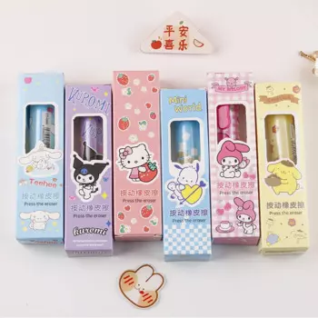 24 шт./партия Sanrio Kawaii Kuromi Melody Press ластик Симпатичные Ластики для письма рисования Карандаши Канцелярские подарки школьные принадлежности