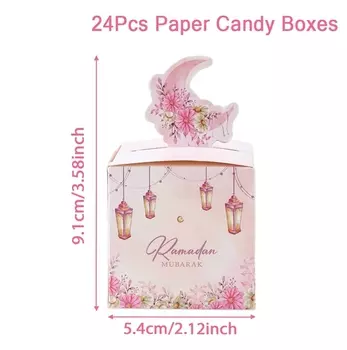 24Pcs Eid Mubarak Candy Gift Box Eid Black White Packaging Box Ramadan Decoration 2025 Islam Muslims Festive Party Supplies