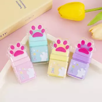 24pcs/ лот новый лапа роликовый ластик мило писать рисунок резиновые карандашные ластики канцелярские принадлежности для детей подарки школьные принадлежности