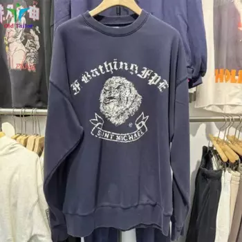 24ss модная мужская и женская винтажная толстовка высокого качества с отверстиями, топы, плюшевая толстовка с круглым вырезом SAINT