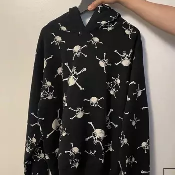 24ss Street Label Повседневная толстовка с капюшоном SAINT, американская высококачественная мужская и женская свободная толстовка с принтом черепа, толстовки с капюшоном Saint