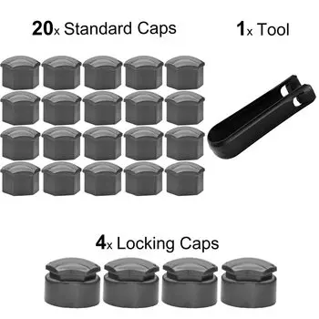 24x автомобильный универсальный черный, серый колпачок колесной гайки, полная крышка с инструментом 17 мм для Peugeot Renault BMW Toyota Honda Opel Jeep kia Volvo
