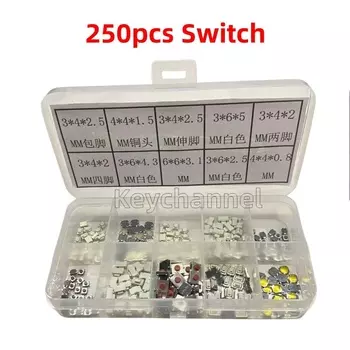 250 шт. кнопка дистанционного переключения автомобиля 10 типов 4*4*2,5 микросхема переключатель Сменный переключатель для BMW Golf Fiat Opel Renualt
