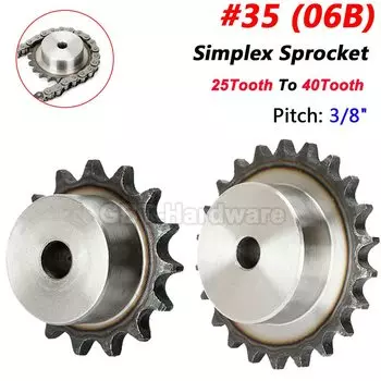 25 зубьев в 40 зубьев, 8/10/12/14/16/18 мм, шаг колес 3/8 дюйма (9,525 мм), простые цепные звездочки для роликовой цепи #35 (06B)