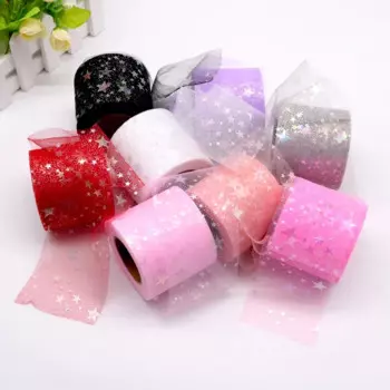 Рулон тюля с звездами 25 ярдов 6 см