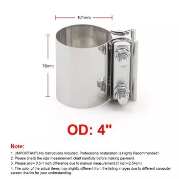 2,0 дюйма, 2,25 дюйма, 2,5 дюйма, 2,75 дюйма, 3,0 дюйма, 4,0 дюйма, 5 дюймов, зажим для стыкового соединения, втулка для выхлопной трубы, муфта из нержавеющей стали 304, ступенчатые зажимы