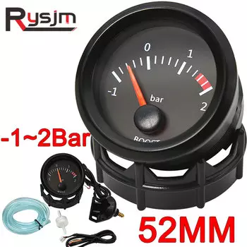 2 "52 мм автомобильный датчик турбонаддува, белая подсветка, 12 В, измеритель загрузки + датчик -1 ~ 2 бар, турбоманометр, универсальные аксессуары