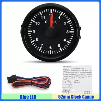 2 "52 мм датчик часов 12 часов для автомобилей, лодок, грузовиков с синей подсветкой, счетчик часов, автомобильные датчики, указатель, счетчик часов 12 В 24 В по индивидуальному заказу