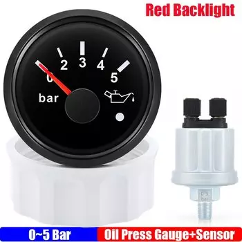 2 "52 мм манометр масла + датчик 1/8NPT красная подсветка измеритель масла с мигающей сигнализацией для авто, лодки, морской пехоты 12 В 24 В на заказ