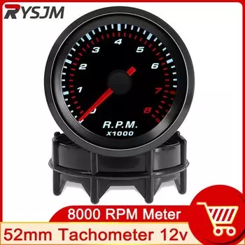 2 "52 мм тахометр с дымовой линзой, автоматический тахометр, белый светодиодный измеритель 0-8000 об/мин, счетчик бензина, автомобильный датчик, 1-8 цилиндров, аксессуары