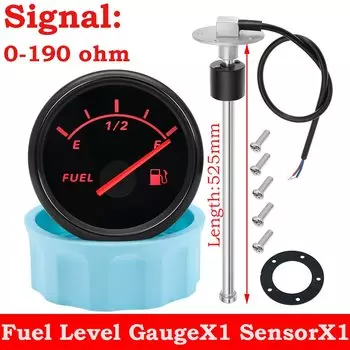 2 ''52 мм указатель уровня топлива + датчик уровня топлива 0-190 Ом индикатор уровня масляного бака для лодки автомобиля 175 мм 225 мм 275 мм по индивидуальному заказу