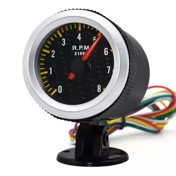 2 "52mm tacometro 12V Car LED Tacho Gauge Tachometer Boat Carbon Fiber Face Yellow 0-8000 RPM meter 6050 metro inter Auto