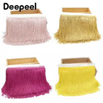 2/5/10Meters Deepeel 15cm Tassel Fringe Trim Latin Dance Skirt Trimming Lace Ribbon Wedding Dress Clothes DIY Sewing Accessories