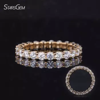 2,5 мм круглый бриллиантовый вырез 14K ТВЕРДОЕ желтое золото обручальное свадебное кольцо Муассанит