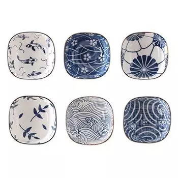 2/6 шт. винтажные синие керамические миски Foundtwo