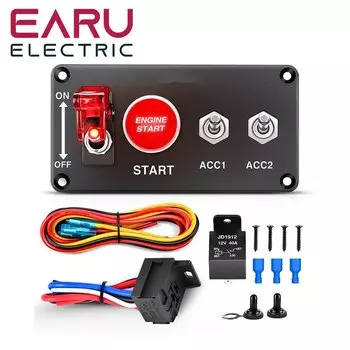 2-бандовый светодиодный тумблер зажигания, панель запуска двигателя, набор кнопок, автомобильный аксессуар, универсальный для 12 В, мощность, скорость и гонки
