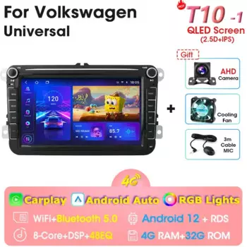 2 Din 4G Android 12 Автомобильная стереосистема для Volkswagen VW Passat B6 B7 CC Tiguan Touran GOLF POLO GPS Carplay Авто головное устройство IPS