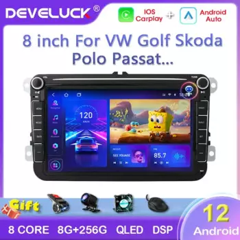 2 Din 4G Android 12 Автомобильная стереосистема для Volkswagen VW Passat B6 B7 CC Tiguan Touran GOLF POLO GPS Carplay Авто головное устройство IPS