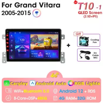 2 Din Android 12 Автомобильный радиоприемник для Suzuki Grand Vitara 3 2005-2012 2013 2014 2015 Стерео Мультимедийный видеоплеер Навигация Carplay