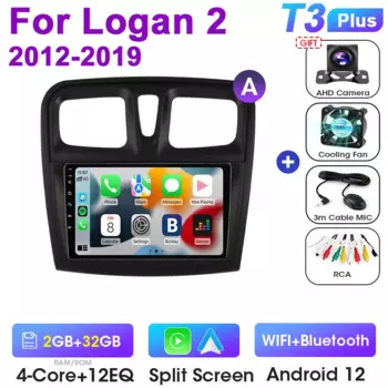 2 Din Android 12 для Renault Logan 2 2012 - 2019 Sandero 2 2014 - 2019 автомобильное Стерео Радио мультимедийный плеер GPS Carplay Авто DVD