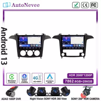 2 Din Android 13 автомобильное радио для Ford S Max S-MAX 2007 - 2015 мультимедийный видеоплеер GPS 4G Carplay автомобильное стерео RDS IPS головное устройство
