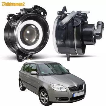 2 х 30 Вт противотуманные фары в сборе с Angel Eye DRL для Skoda Fabia Mk1 2005 2006 2007 2008 Автомобильные передние светодиодные противотуманные фары COB дневного света