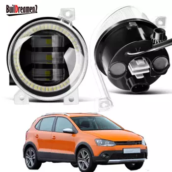 2 х светодиодные противотуманные фары «ангельские глазки» в сборе для Volkswagen VW Polo Cross 2011-2017 30 Вт 9006 автомобиля слева + правая линза противотуманные фары дневного света DRL