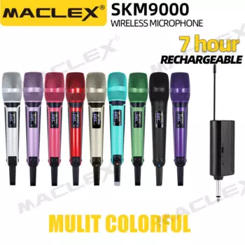 2-канальный беспроводной микрофон Maclex SKM9000 UHF, двойной ручной динамический микрофон для караоке для свадьбы, дома, детской комнаты, церкви, школы, семьи
