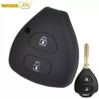 2-кнопочный силиконовый чехол для ключей для Toyota Auris HiLux Corolla Fortuner Prado Verso Camry Yaris Vitz Vios Ractis Belta IQ IST