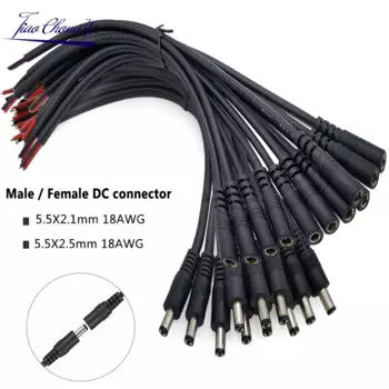 2-контактный разъем 18AWG 5, 5 х2, 5 мм, гнездо/штекер 30 см, кабельная проводка, адаптер, разъем для DC12-24 В, фотография