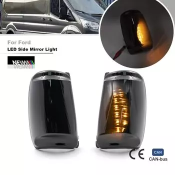 2 копченые светодиодные боковые крылья, мигающий индикатор зеркала заднего вида для Ford Transit MK8 Cargo Van 150 250 350 2015-2021, указатели поворота