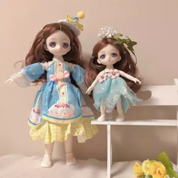 2 куклы BJD мини кукла 13 подвижных шарниров девочка ребенок 3D большие глаза красивая игрушка «сделай сам» кукла с одеждой платье 1/12 Модная Кукла