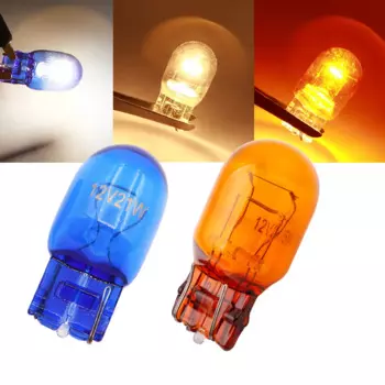 2 шт. T20 7443 7440 12 В 16 Вт Боковой свет автомобильная лампа галогенная лампа теплый белый сигнальный светильник поворотное авто Натуральное стекло синий 5000K