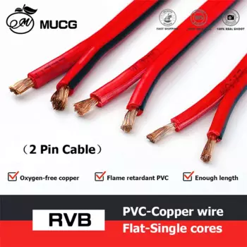 2-контактный Электрический провод, Изоляционный ПВХ материал, двойная неизолированная медная проволока, мягкая для силового оборудования, звуковой динамик 10 12 14 AWG