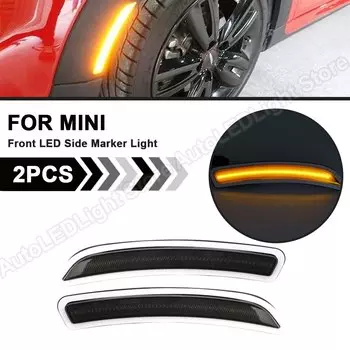 2 предмета в комплекте, для 2014 2015 2016 2017 2018 2019 2020 мини F55 F56 F57 спереди светодиодный, боковой, габаритный фонарь Clear/Дым Янтарный свет US версия