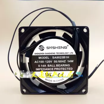 2-проводной вентилятор для охлаждения сервера SNSHENG SA8025B1H AC 100-120 В 0.14A 80x80x25 мм
