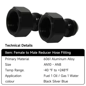 2 шт. 10AN AN10 AN-10 «мама» на AN8 8AN AN-8 «папа» переходник-переходник расширители шланг из алюминиевого сплава черный
