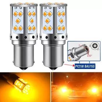 2 шт. 1156 BAU15S PY21W 7507 светодиодный ные лампы для автомобилей указатели поворота желтого/оранжевого цвета освещение T20 7440 WY21W P21W BA15S фонарь заднего хода