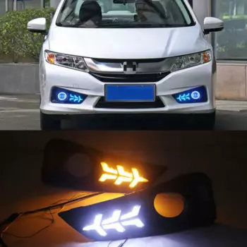 2 шт. 12В DRL для Honda City 2015 2016 2017 с желтым цветом лампа для поворотного сигнала Дневной светильник Светодиодный дневной ходовой светильник